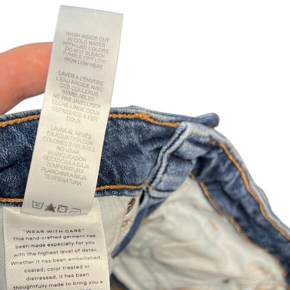 Good American Bombshell Shorts Denim Ripped Distressed Blue Size 4 27 - Picture 11 of 11